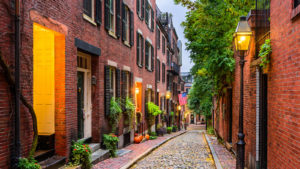“The most photographed street in America,” Acorn Street preserves the ambiance of 18th century Beacon Hill.